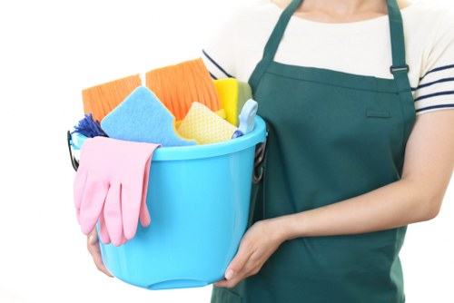 Deep cleaning team preparing equipment with safety checks in Hammersmith