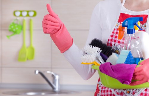 Detailed cleaning of a kitchen as part of deep cleaning in Hammersmith