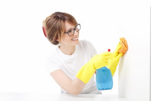 Cleaning staff working carefully in a property interior